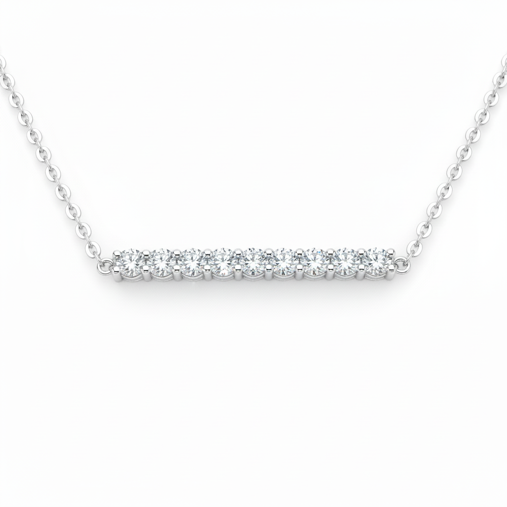 14k Lab Grown Diamond 1.5 Inch Bar Tennis Necklace