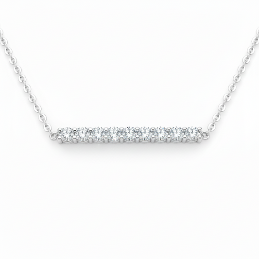 14k Lab Grown Diamond 1.5 Inch Bar Tennis Necklace